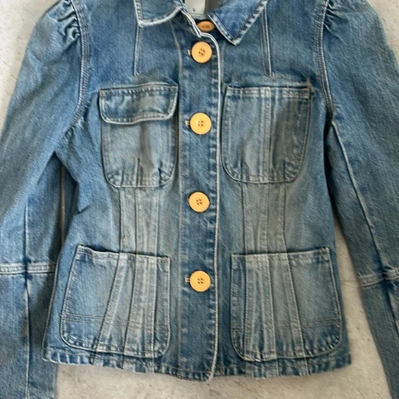 MARC by MARC JACOBS Y2K Size 6 Blue Cotton Distressed Jean Jacket - Picture 4 of 9